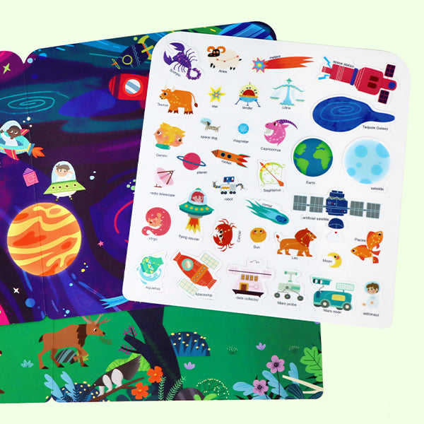 4-Pack Washable Jelly Sticker Books for Toddlers 2-5, Reusable Window Clings Activity Set, Screen-Free Sensory Travel Toys (Seasons, Space, Insects, Wild Animals)