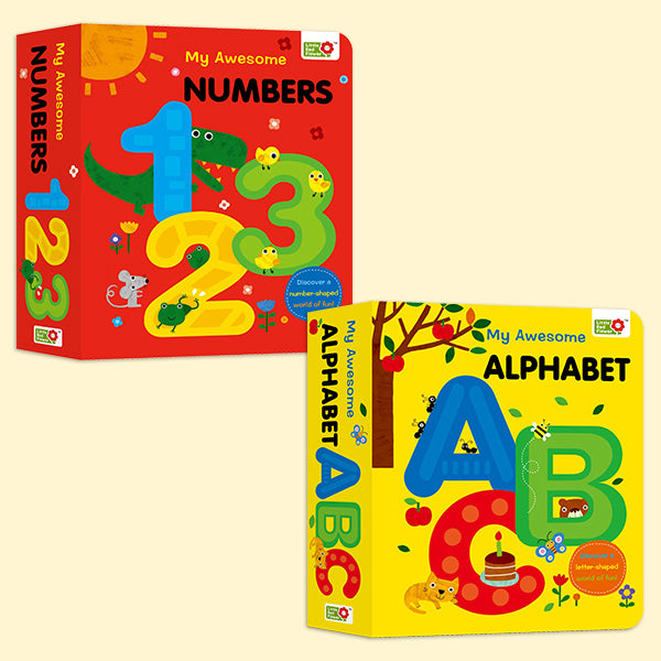 My Awesome Alphabet & Numbers Set | ABC Book + 123 Counting Book for Toddlers | Colorful Interactive Board Books for Early Learning | Preschool Gift Set for Boys & Girls Ages 1-4