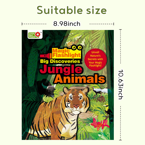 Magic Discovery Flashlight Toy Book Set – Jungle & Ocean Animals | Interactive Shine-a-Light Activity Books for Toddlers | Kids Explore Hidden Creatures with Paper Flashlight | Preschool Learning Gift for Boys & Girls Ages 3-6