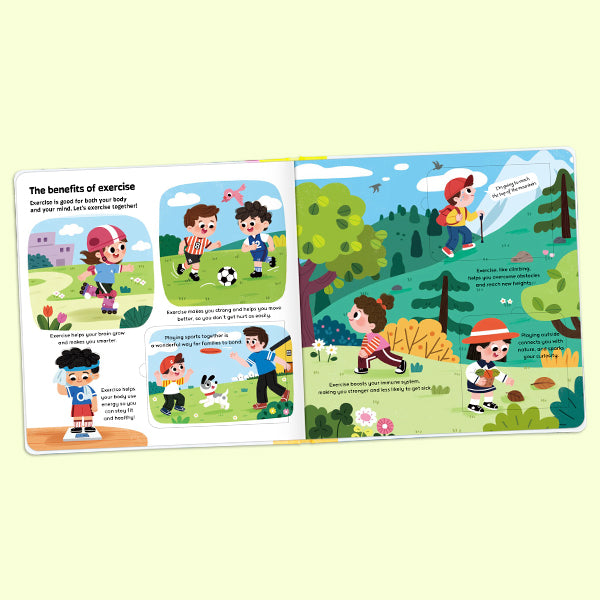 Toddler Healthy Habits Set: How to Exercise + To Be Healthy — Interactive Pull Tab & Flip Books for Kids, Teach Sports, Movement, Germs, Hand Washing, and Daily Hygiene for Ages 3-6