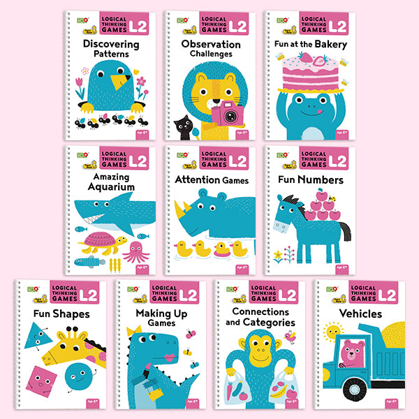 10-Book Logical Thinking Games L2: Advanced Brain Training for Kids 4-7 | Challenge Level | Playable With or Without Talking Pen | STEM & Critical Thinking Mastery Set