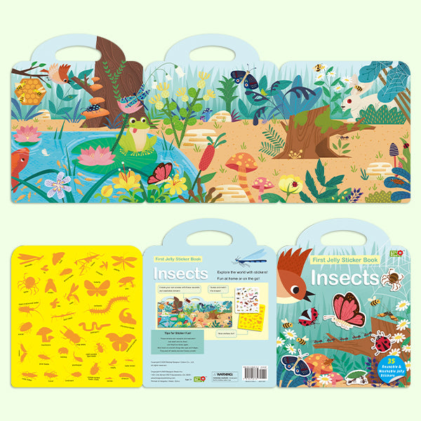 4-Pack Washable Jelly Sticker Books for Toddlers 2-5, Reusable Window Clings Activity Set, Screen-Free Sensory Travel Toys (Seasons, Space, Insects, Wild Animals)
