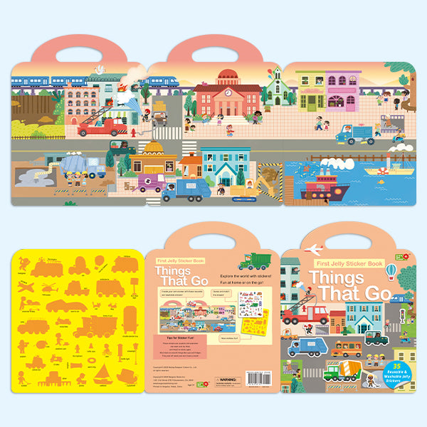 Toddler’s First Jelly Sticker Library (4-Book Set) - Soft Puffy Stickers for Boys & Girls | Learn About Ocean, Dino, Transport & Human Body