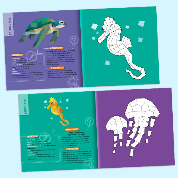 4-Book 3D Art Stickers Craft Set: DIY Paper Modeling for Kids | Dinosaur, Animal, Vehicle & Ocean | Hands-On STEM Activity | No Scissors Needed Die-Cut Designs