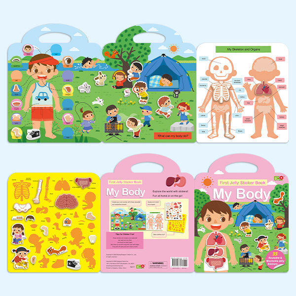 Toddler’s First Jelly Sticker Library (4-Book Set) - Soft Puffy Stickers for Boys & Girls | Learn About Ocean, Dino, Transport & Human Body