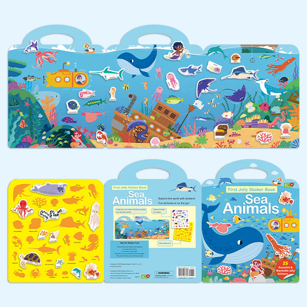 Toddler’s First Jelly Sticker Library (4-Book Set) - Soft Puffy Stickers for Boys & Girls | Learn About Ocean, Dino, Transport & Human Body