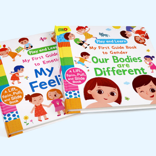 Toddler Busy Book Set: My Feelings & Our Bodies Are Different – Interactive Flip & Pull Tab Books for Social Emotional Learning, Body Positivity, and Gender Awareness for Kids Ages 3-6