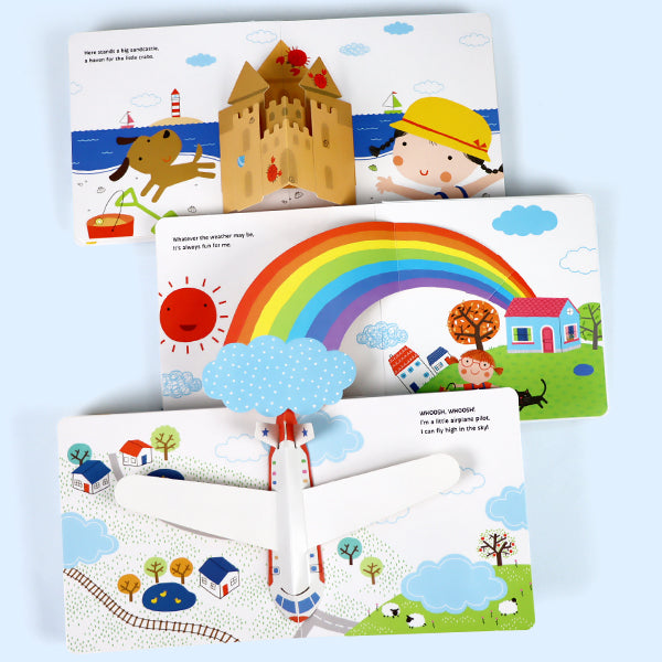 Pop-Up Books for Toddlers 3-6 | Interactive Lift the Flap & Pop Up Adventures: At the Beach, Let's Go, Changing Weather | Early Learning & Sensory Toy Gifts