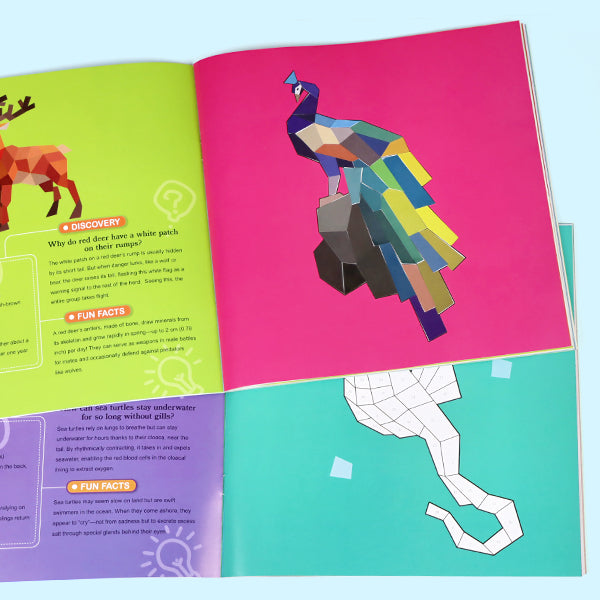 4-Book 3D Art Stickers Craft Set: DIY Paper Modeling for Kids | Dinosaur, Animal, Vehicle & Ocean | Hands-On STEM Activity | No Scissors Needed Die-Cut Designs
