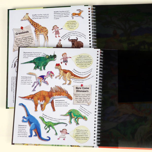 Magic Flashlight 2-Book Set: Dinosaur World & Wild Animals | Interactive Seek & Find Glow-in-the-Dark Style Activity Books for Kids Ages 3-6