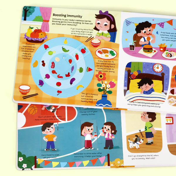 Toddler Healthy Habits Set: How to Exercise + To Be Healthy — Interactive Pull Tab & Flip Books for Kids, Teach Sports, Movement, Germs, Hand Washing, and Daily Hygiene for Ages 3-6